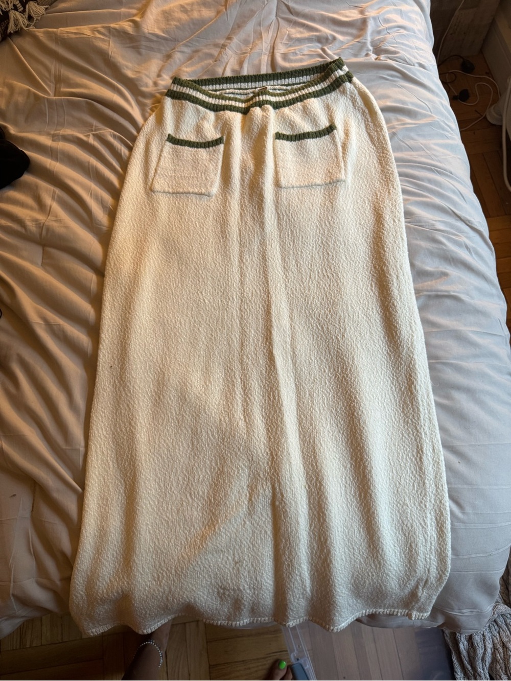 Free People Maxi Skirt with Green Trim
